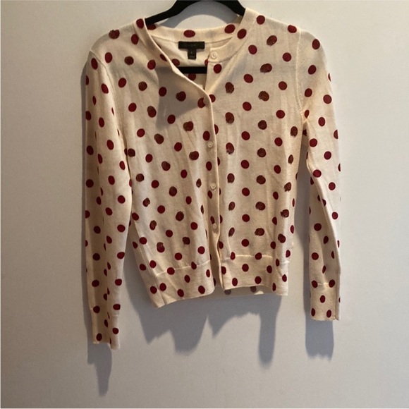 J. Crew Cream Jackie Sweater Set with Red Sequin Accents - Picture 1 of 8